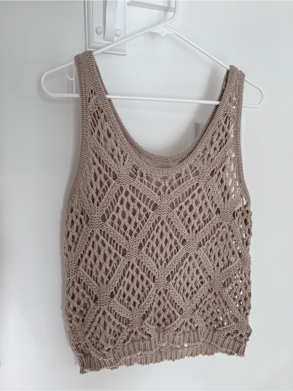 Crochet Knit Top/Swim Cover in Taupe